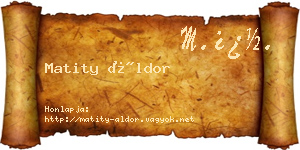 Matity Áldor névjegykártya